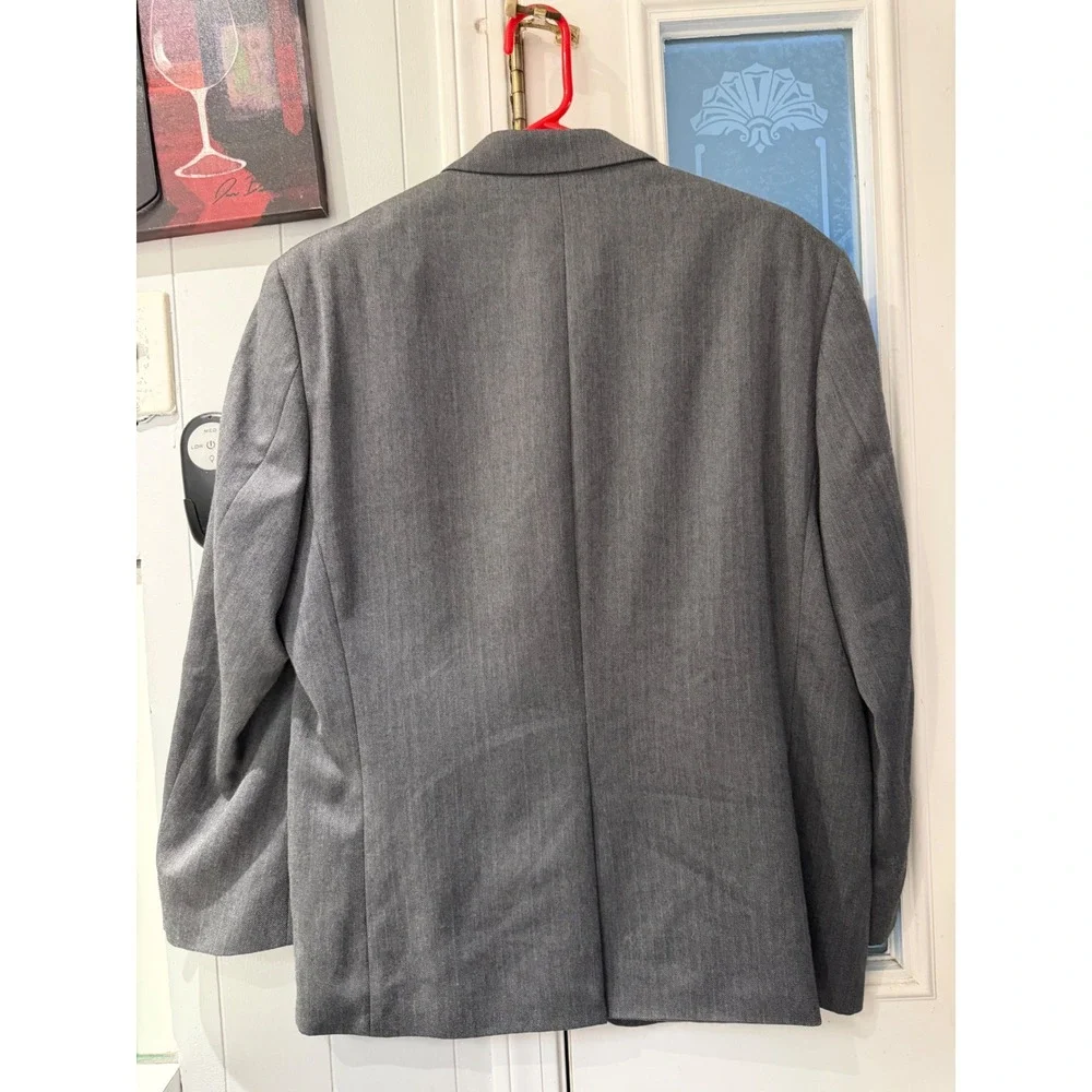 Lauren Ralph Lauren Mens Grey Herringbone Sport Coat Blazer 44S 2-Button Formal